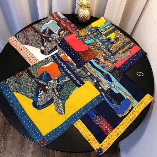 Fashion Silk Satin Women Neck Scarf For Hair Small Shawls Printed Kerchief Bag Scarves Female 70cm Square Head Scarfs For Ladies