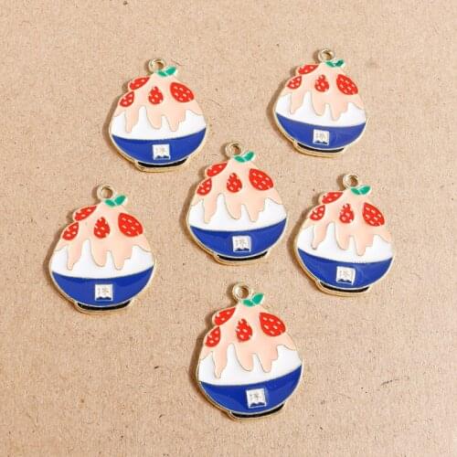 10pcs 21*27mm Enamel Summer Drink Ice Cream Charms Pendants for Jewelry Making DIY Necklaces Earrings Handmade Craft Accessories