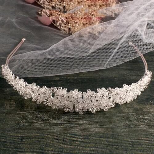 Handmade Silver bridal headband full crystal bridal hairbands vintage wedding hair accessories bridal headpiece Prom Crown