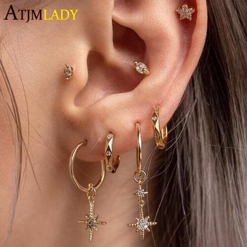 925 sterling silver simple mini huggie hoop earrings geometric cz zircon ear bone simple temperament trend girls silver jewelry