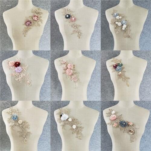 Sewing Venise Lace Collar 3D Floral Embroidered Applique Lace Neckline Collar DIY applications for clothes Wedding dress Supply