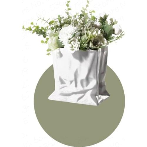 Light luxury style White Vase Decoration living room flower arrangement creative fold art flower stereoscopic cutting
