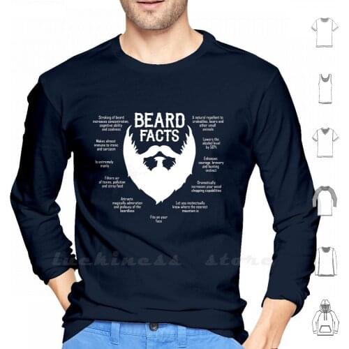 Beard Facts ( White ) Hoodies Long Sleeve Beard Lumberjack Humor Goatee Beards Jokes Men Muscle Masculine