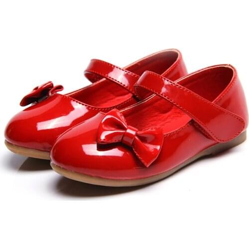 Children Girl Shoes Patent Leather pure color Student performance shoes with Bowknot Dancing Soft Comfortable SO08 SO09