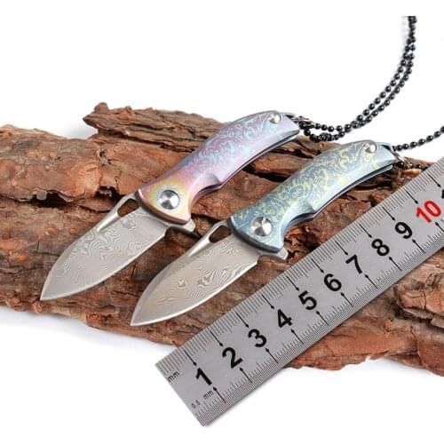 VG10 DamascusTitanium Folding Knife Combat Survival EDC Pocket Knives Camping Outdoor Self Defense Survival Rescue Utility knife
