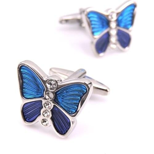 XKZM brand high quality French Novelty Cufflinks Animal Blue butterfly design cuff button wedding Business gift Jewellery