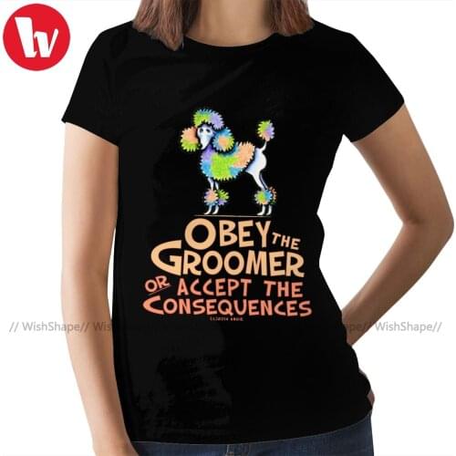 Poodle T-Shirt The Groomer Fitted T Shirt Navy Short-Sleeve Women tshirt Kawaii O Neck Ladies Tee Shirt