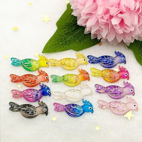 10PCS13mm*29mm Acrylic Single Hole Parrot Flat Back Crystal Jewelry DIY Decorative Accessories Used for Various Decorations