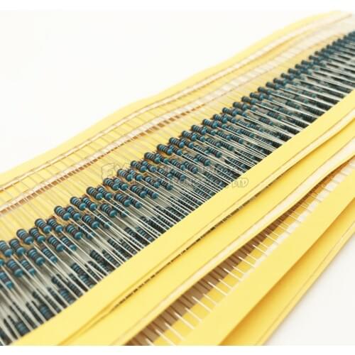 100Pcs 1/4w Metal Film Resistor 1% 10 ohm - 2.2M Ohm 1R 10R 100R 220R 1K 10K 100K Resistance