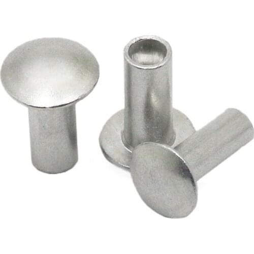 100PCS/LOT M3 Aluminum Flat Round Head Half Hollow Shank Rivet Aluminum Rivet Nuts