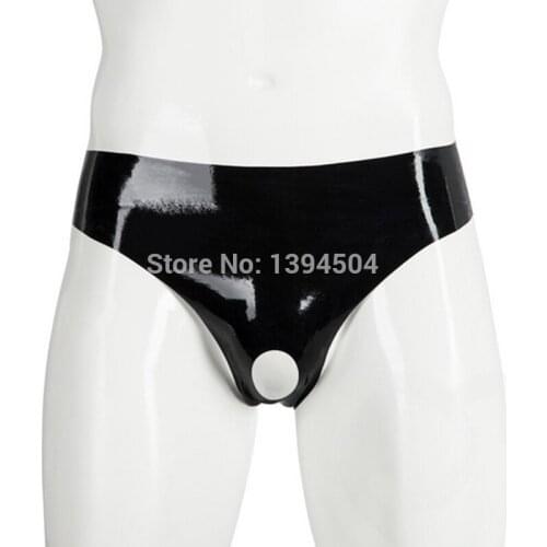 2017 men male black customize handmade latex underwear tight front hole zentai shorts pants slim lingerie free shipping