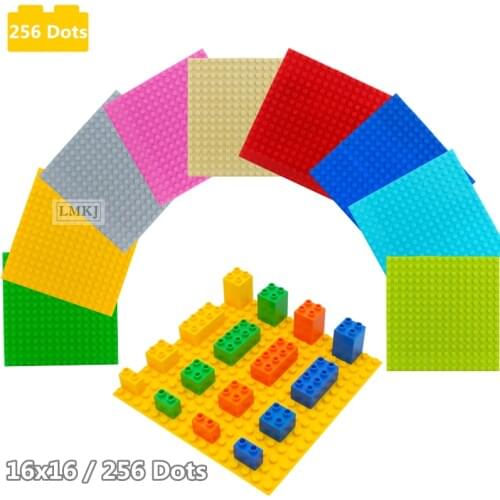 256 Big Bricks Base Plate 16*16 Dots 25.*25.5cm Baseplate Building Blocks Toys For Children Gifts
