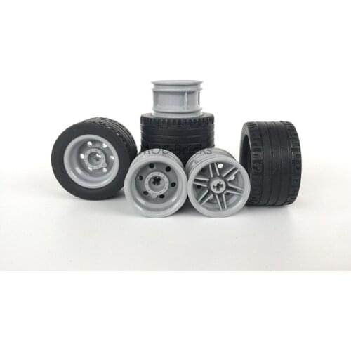 8pcs /lot MOC Bricks Wheel with No Pin Holes and Reinforced Rim with Black Tire (56145 / 44309) building blocks toys for kids