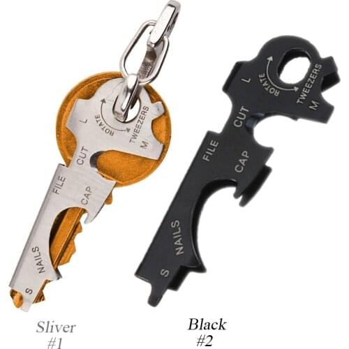8 in 1 Multi Tool Key Stainless Steel Outdoor Multi-functional Tool Utility Multi Ring Chain Bottle Opener survival gear