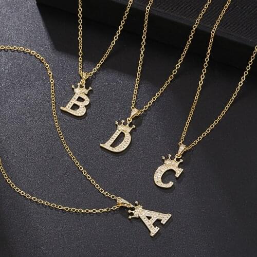 A-Z Crown Alphabet Pendant Necklaces For Women Men Teens Punk Hip Hop Luxury Style Initial Name Necklace Fashion Jewelry Gifts