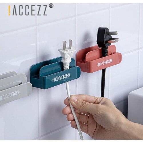 !ACCEZZ Power Plug Socket Holder Wall Storage Hooks Home Office Kitchen Bathroom Self-Adhesive Rack Mobile Phone Charging Hook