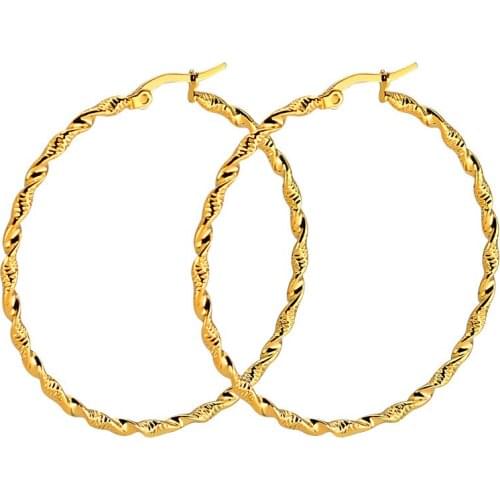 AsJerlya New Arrival Stainless Steel Hoop Earrings For Women Gold Silver Color Earrings Trendy & Classic Earrings