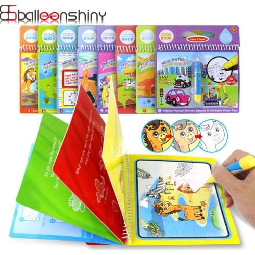 Balleenshiny 8 styles Magic Water Drawing Book Coloring Doodle & Magic Pen Drawing Toys Early Education For Kids Birthday Gifts
