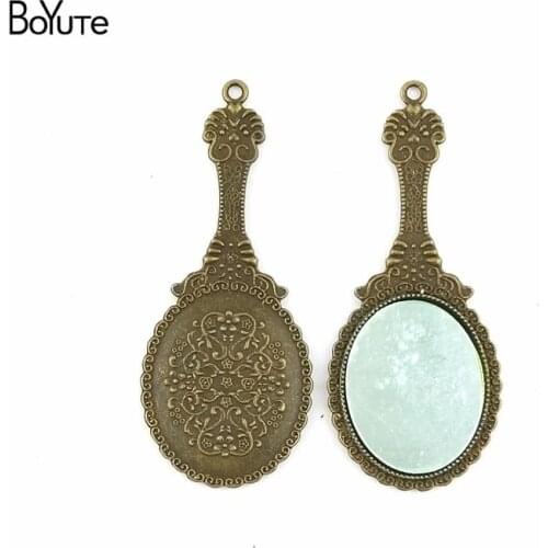 BoYuTe (10 Pieces /lot) 24*29MM Vintage Charms Mirror Pendant Antique Bronze Fit Bracelets Necklace Diy Jewelry Accessories