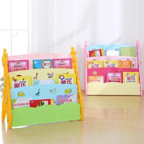 Children plastic bookshelf colorful plastic kids bookshelf home use baby bookrack