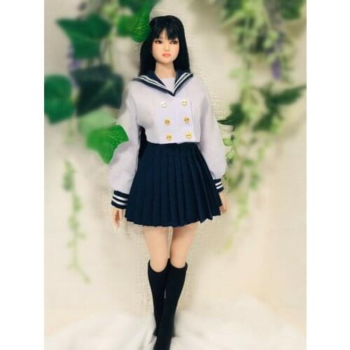 Custom 1/6th Long-sleeve Shirt Pleated Skirt Model for 12" Female