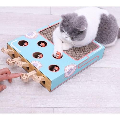Cat Scratching Board 3 In 1 Chase Hunt Mouse Cat Game Box Wear-resistant Multi-function Interactive Pet Toy Corrugated Cardboard