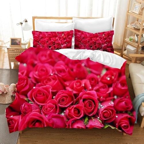 Rose Bedding Set Flowers Duvet Cover Sets Comforter Bed Linen Twin Queen King Single Size Dropshipping Gift
