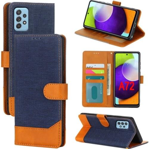 A72 Cloth Pattern Phone Leather Case For Samsung Galaxy A72 Cover Flip Wallet Magnetic Card Book For Samsung A72 SM-A725F Case