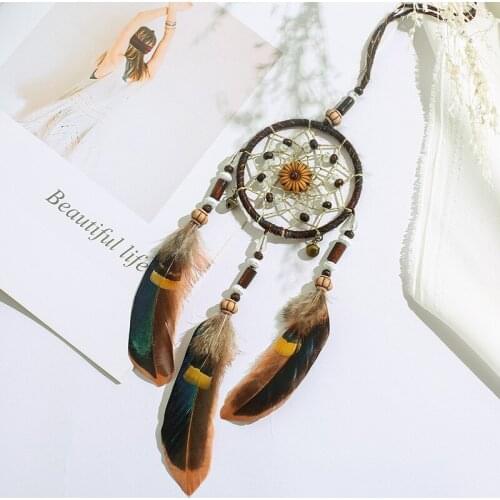 Creative Wind Chime Hanging Ornaments Xingyue Myth Dream Catcher Bedroom Living Room Wall Decoration Handmade Feather Pendant