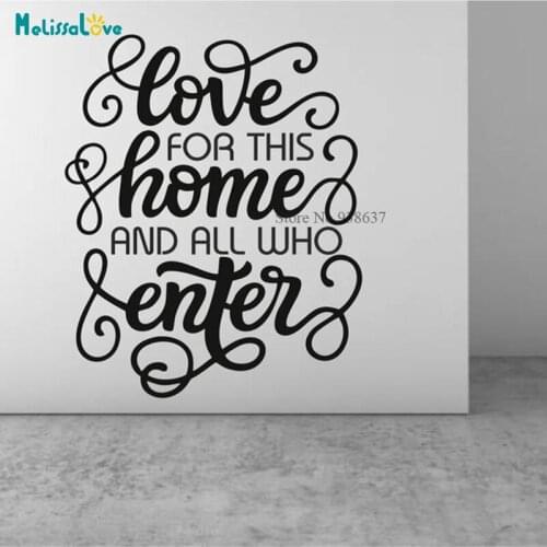 Love For This Home And All Who Enter Family Quote Decal Sticker Removable Vinyl Wall Sticker Mural BB090