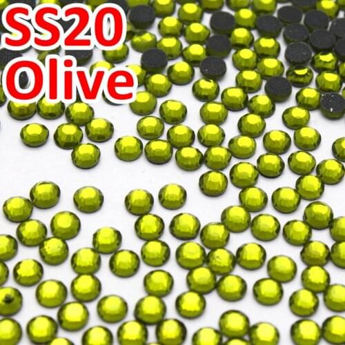 Mini Size SS20 4.6-4.8mm,1440pcs/Bag Olive DMC Hot Fix FlatBack Rhinestones,DIY Hot Fix iron-on garment Glass stones Sticker