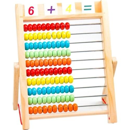 Multifunction Abacus Learning Stand Wooden Toys Counting Cognition Board Early Educational Math Toy for Children