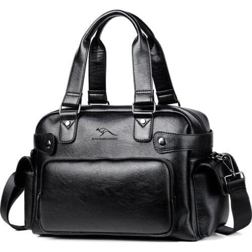 Mens Travel bag pu Leather Large capacity Shoulder Bag Male Hand Luggage Bags Travel Man handbags weekender bag travel man