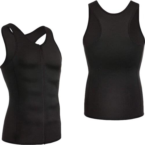 Men Sweat Sauna Vest With Zipper Body Shaper Waist Trainer Top Slimming Shirt Fitness Workout Vest For Fitness Gym Equipment