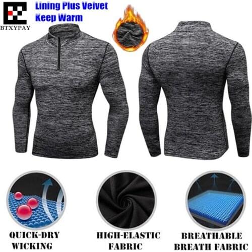 Men Shapers Turtleneck Sweatshirts 3D Tight High Elastic Quick-dry Wicking Fitness Long Sleeves Fleece O-Collar Zipper Slim Tops