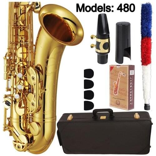 Music Fancier Club Tenor Saxophone 480 Gold Lacquer Case Sax Tenor Mouthpiece Ligature Reeds Neck Musical Instrument Accessories