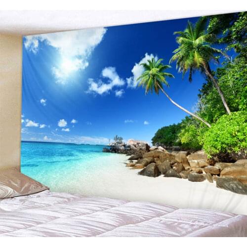 The Seaside Scenery Tapestry Digital Printed Wall Handing Sandy Beach Towel