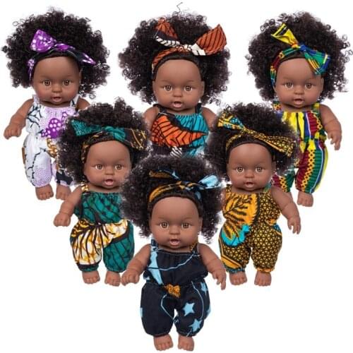New 1pcs 25cm multi style African black baby explosion head black skin baby toy