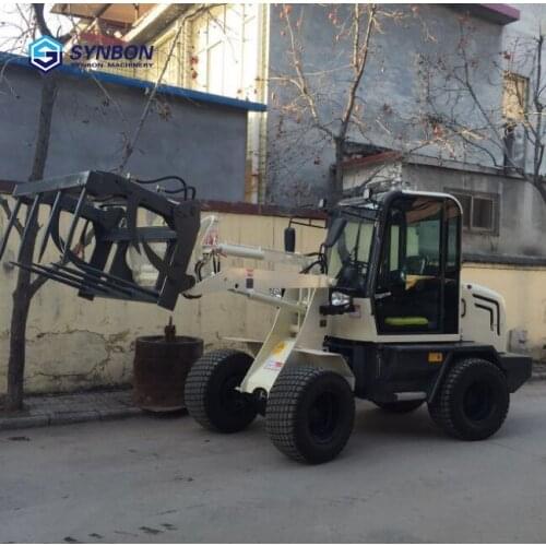 SYNBON New Mini Wheel Loader With Grass Fork Farm Garden Loader 0. 8ton SY908E