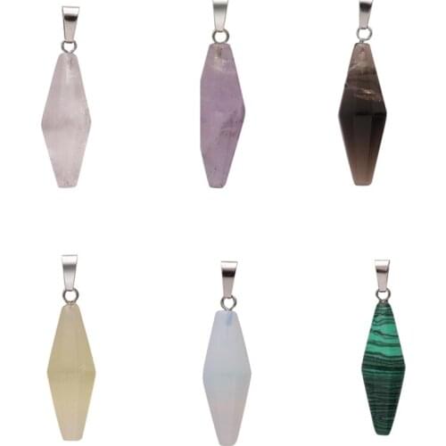 New Pendulum Healing Reiki Chakra Crystal Opal Quartz Agates Gem Stone Pendant for Necklace Making DIY Bracelets 18*30mm
