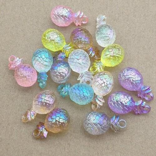 New arrival! 30x16mm 100pcs Aurora Effect Clear Pineapple Charm for Handmade Earring DIY Parts,Jewelry Findings & Components