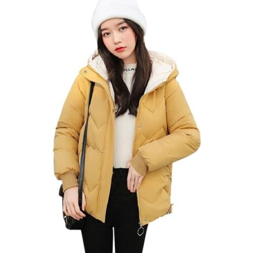 2021 New Winter Jackets Casual Women Parkas Hooded Thick Down Cotton Padded Parka Female Jacket Solid Short Coats Warm Outwear