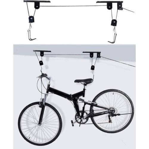 Bike Bicycle Lift Ceiling Pulley Metal Rarking Rack Metal Mounted Hoist Storage Garage Hanger Lift Assemblies Bicycle Accessory