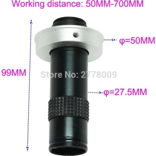 Industrial Microscope 5X-100X C-mount Lens Large Field of View High Working Distance Monocular Video Magnifying Glass