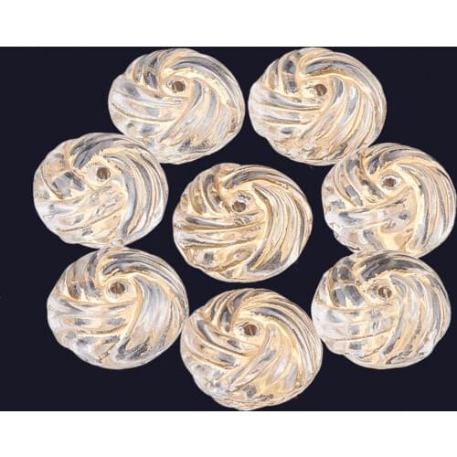50pcs Plating Clear Acrylic Bead Round/Flat Round Golden Metal Enlaced Beads for jewelry making DIY bracelet necklace