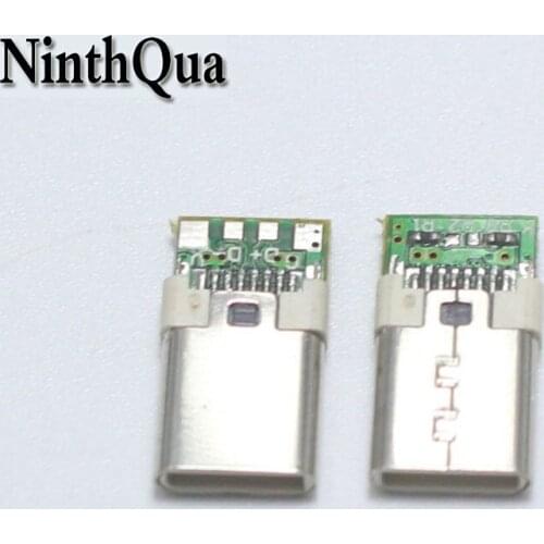 2pcs DIY USB 3.1 Type-C Connector with PCB Board Plug 8P Welding Male Plug