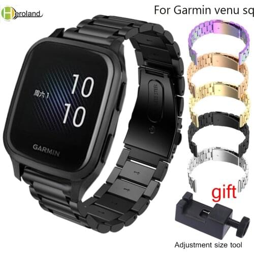 For Garmin venu sq Smart Watch Strap Band Stainless Steel 22mm 20mm WatchStrap Quick Release Watchband Bracelet Belt Wriststrap