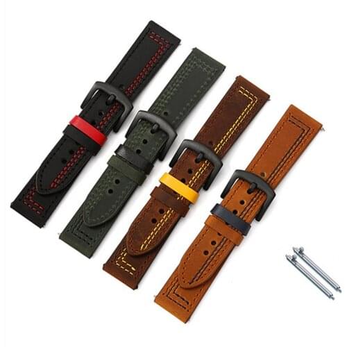 Wholesale 10Pcs/Lot 18mm 20mm 22mm 24mm Genuine Cow Leather Watch Band Watch Straps Wrist Watch Part New -20201017
