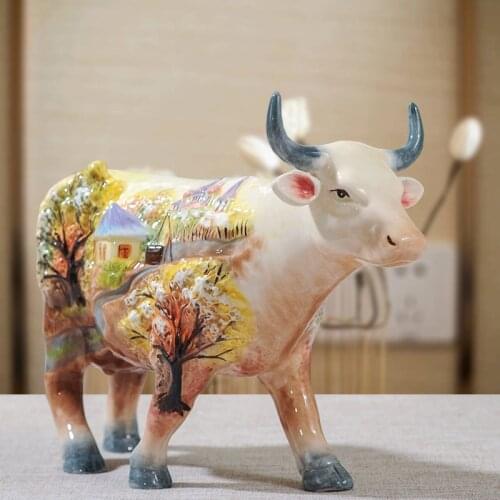 Hand-painted 3D Ceramic Cow Furnishings Bullish Ceramic Decorations American Country Style Home Accessories Exquisite Gifts