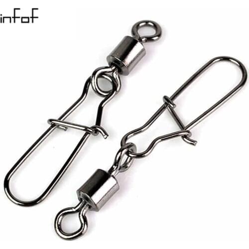 10/20pcs/lot Fishing Swivel Hook Rolling Swivel with Nice Snap Stainless Steel Fishing Connetor Bass Fishing Tackle